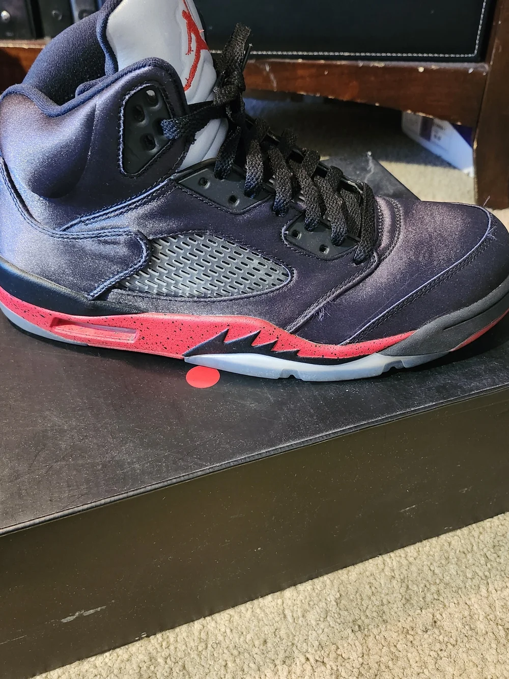 Jordan Air High-Top Sneakers in Black and Red